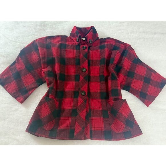 Coldwater Creek Womens Red & Black Preppy Plaid Button-Up Jacket With Pockets XL - Picture 2 of 9